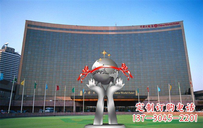 威海校园不锈钢双手捧地球雕塑