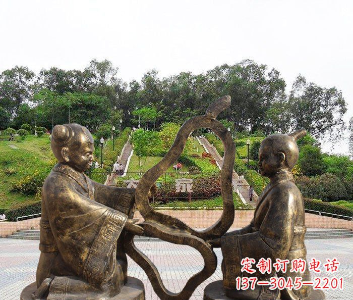 威海校园抽象孔融让梨铜雕