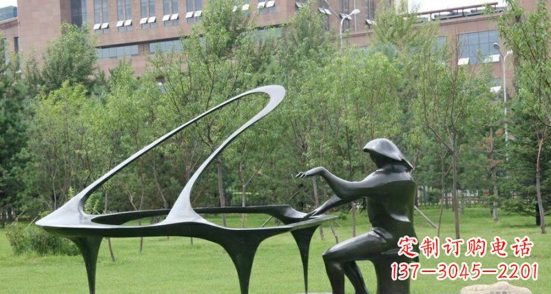 威海校园弹钢琴景观铜雕