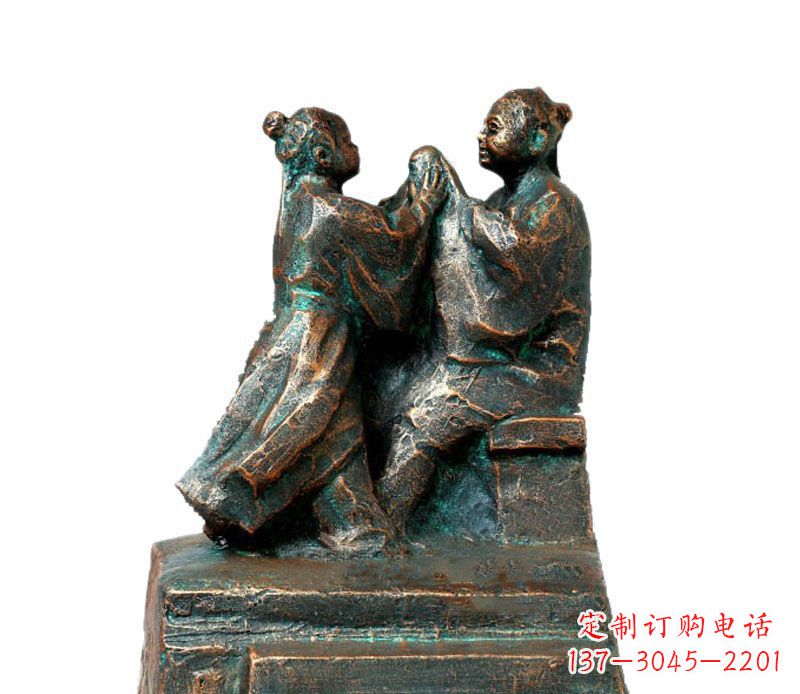 威海校园古代孔融让梨人物铜雕