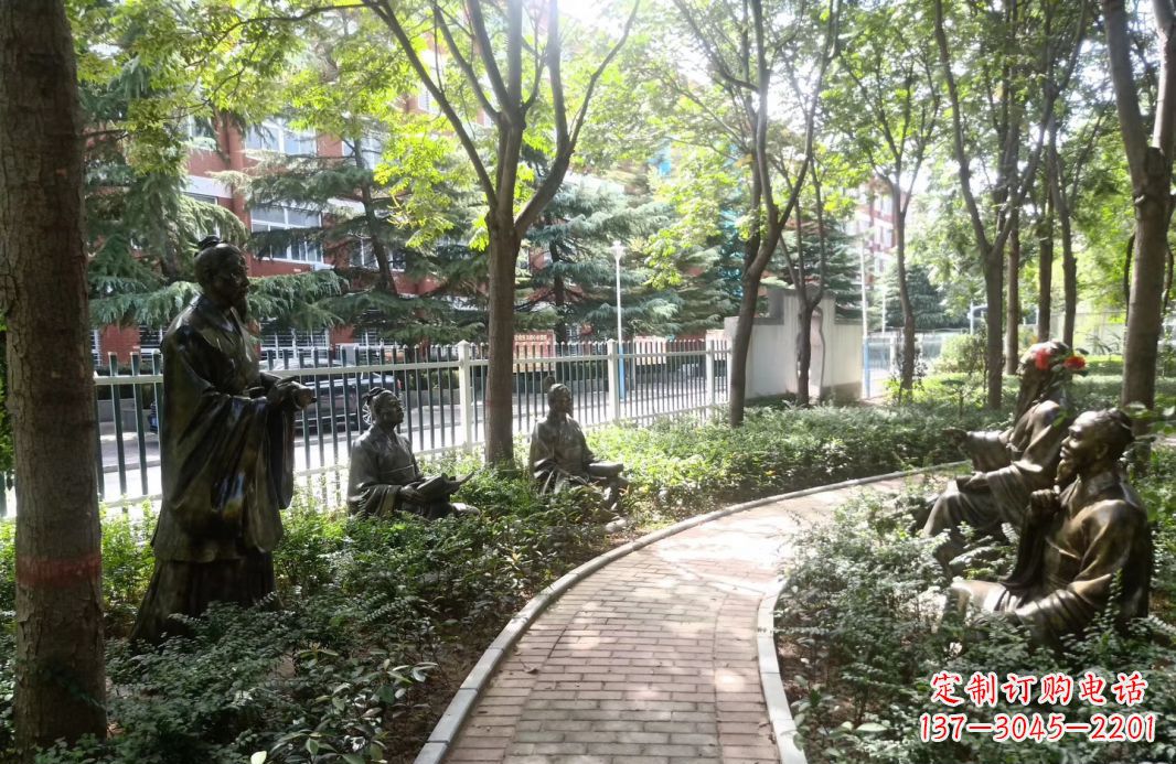 威海校园古代名人孔子讲学铜雕