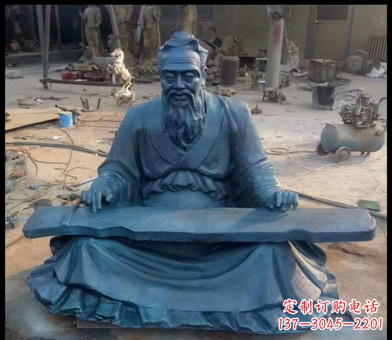威海校园孔子弹琴铜雕
