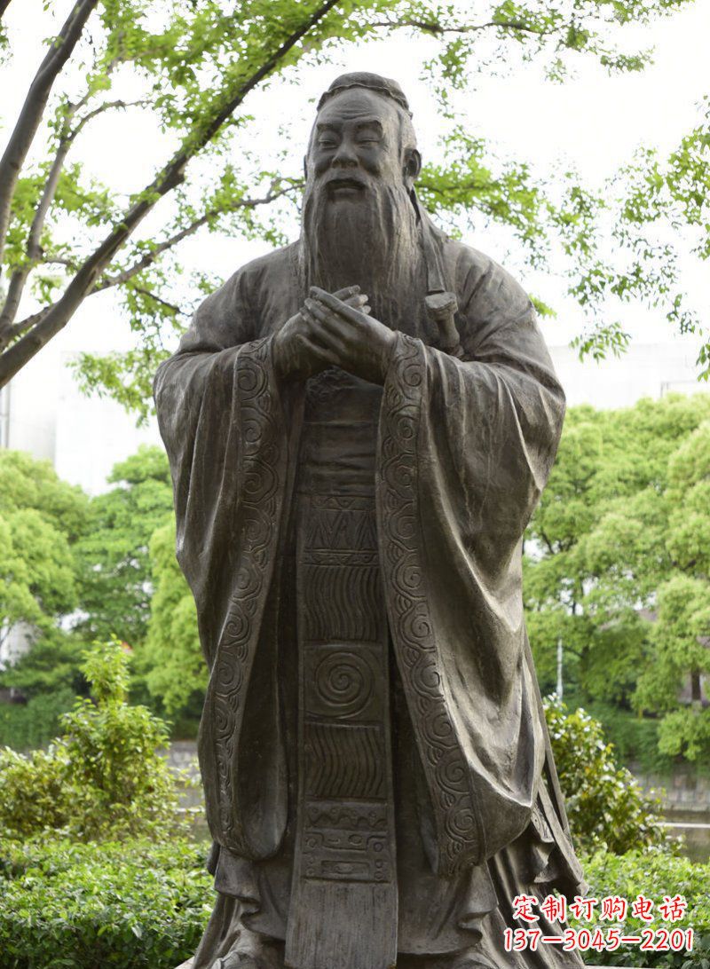 威海校园孔子行教像铜雕 (2)
