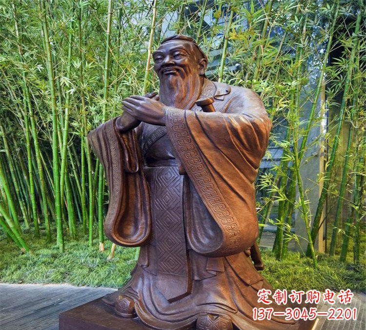 威海校园孔子行教像铜雕