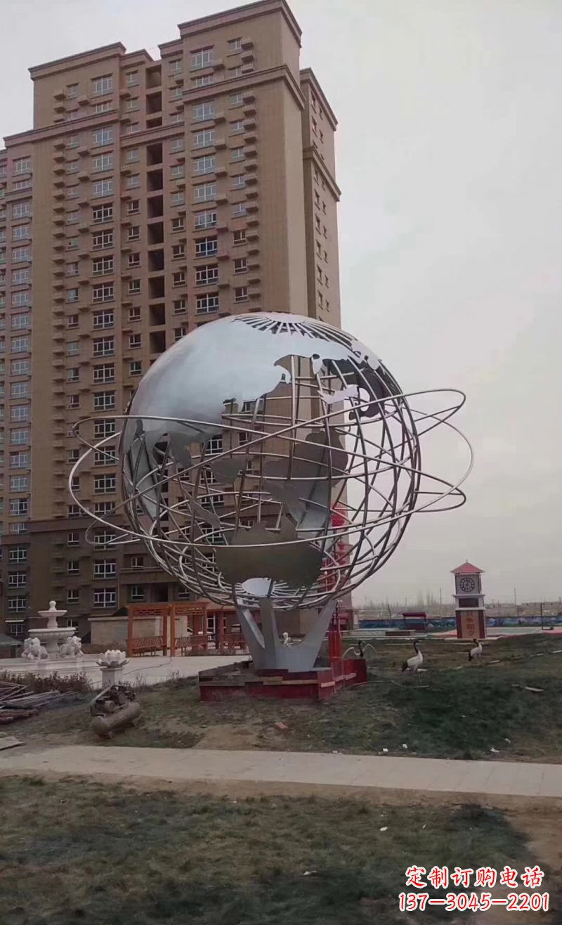 威海校园镂空不锈钢地球仪雕塑
