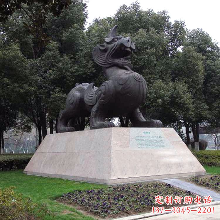 威海獬豸神兽雕塑-公园上古神兽景观雕塑