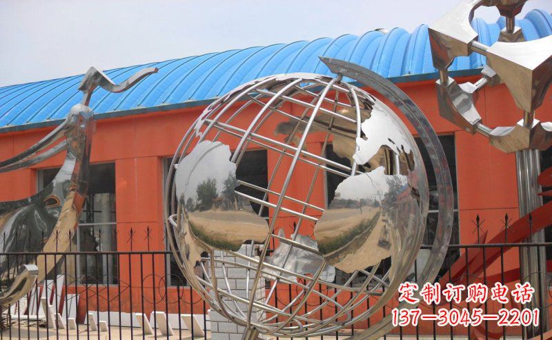 威海学校不锈钢地球仪雕塑