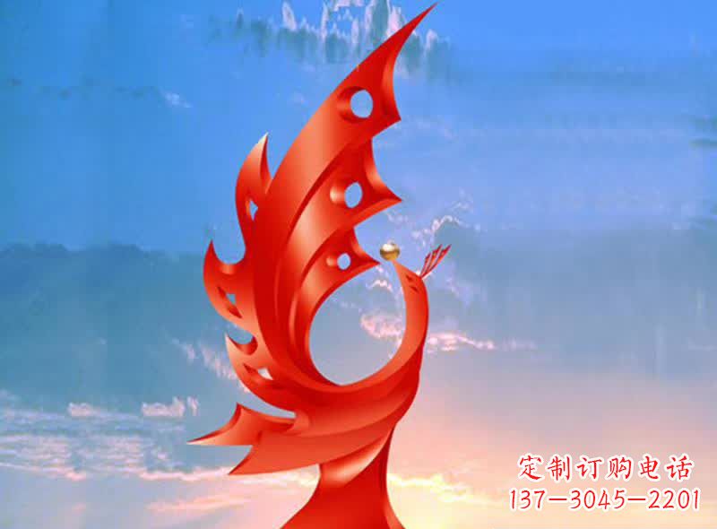 威海学校不锈钢奋进凤凰标志雕塑