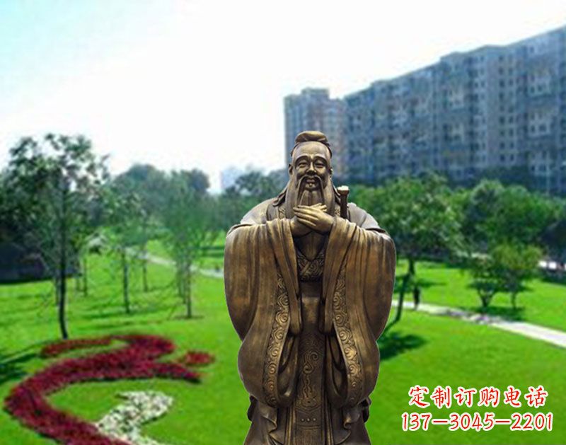 威海学校孔子行教像铜雕