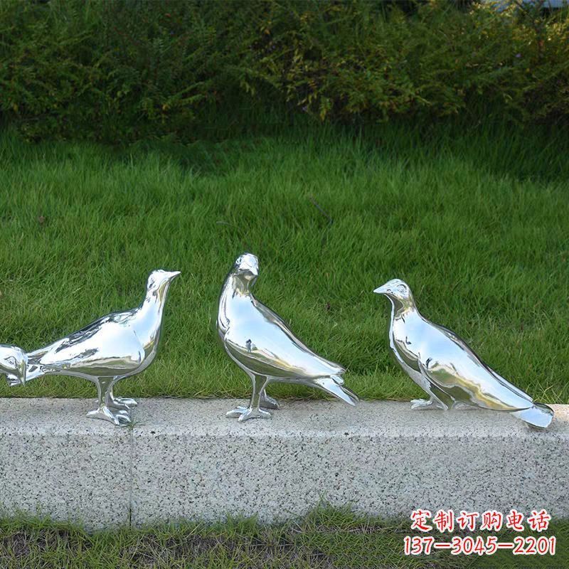 威海银白色不锈钢电镀鸽子雕塑摆件