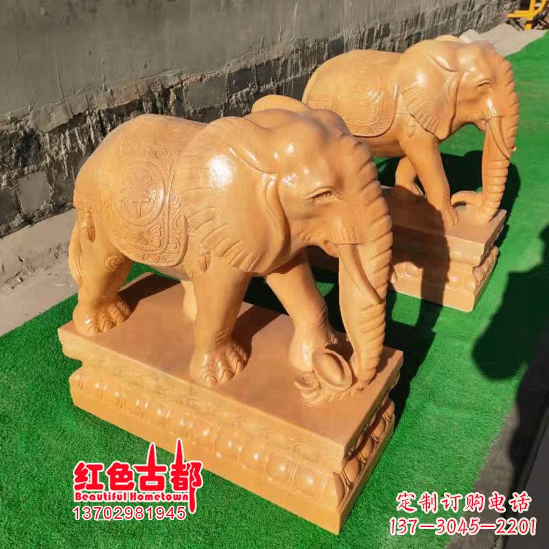 威海银行门口的石雕大象