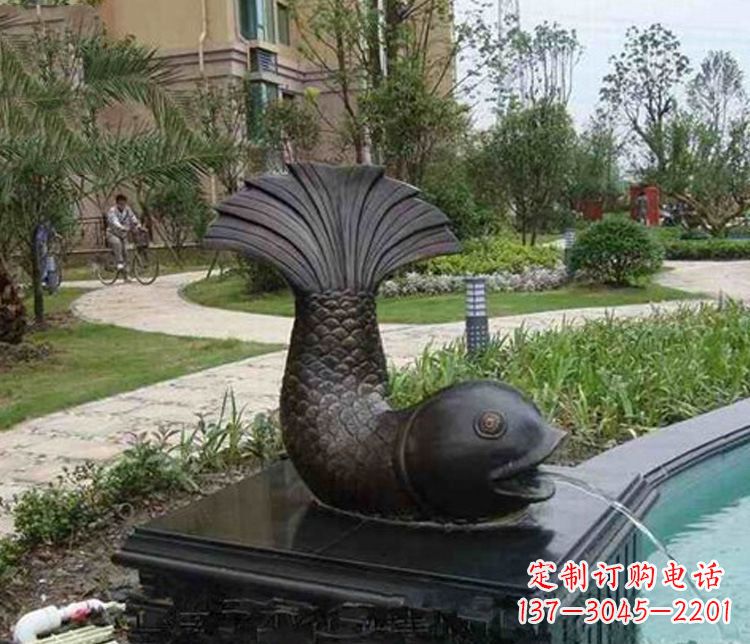 威海鱼喷泉铜雕