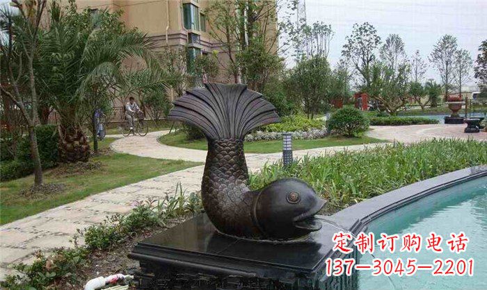 威海鱼式喷泉小区景观铜雕