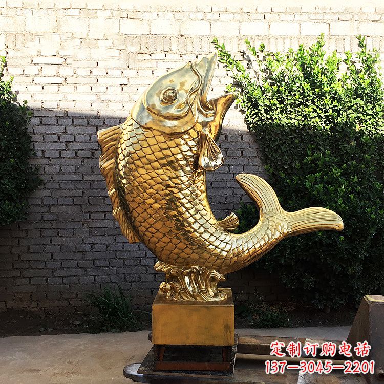 威海鱼跃景观铜雕-纯铜铸造企业商场动物雕塑摆件