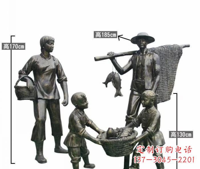 威海渔夫捕鱼民俗铜雕 (3)