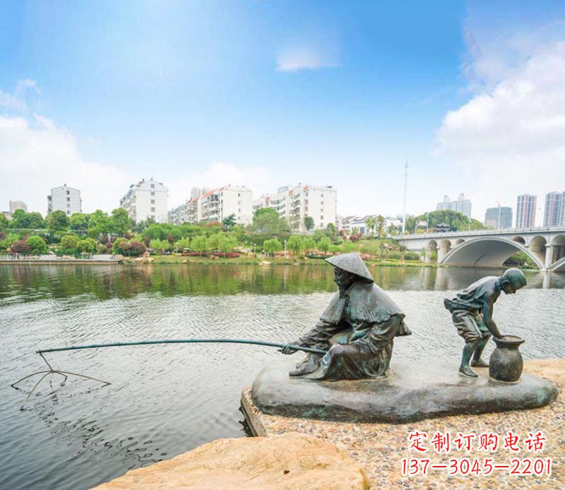 威海渔翁钓鱼公园景观铜雕