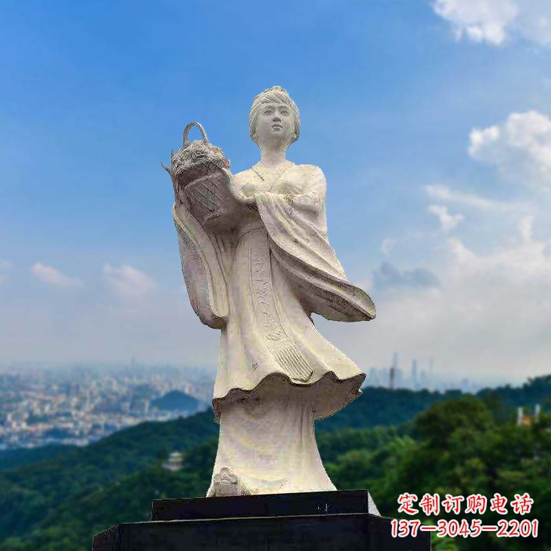 威海虞姬景观石雕像-景区园林古代美女雕塑