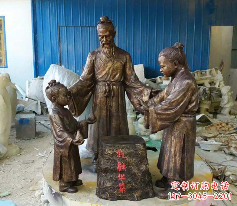 威海寓言故事孔融让梨人物铜雕