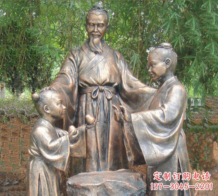 威海寓言故事铜雕_孔融让梨