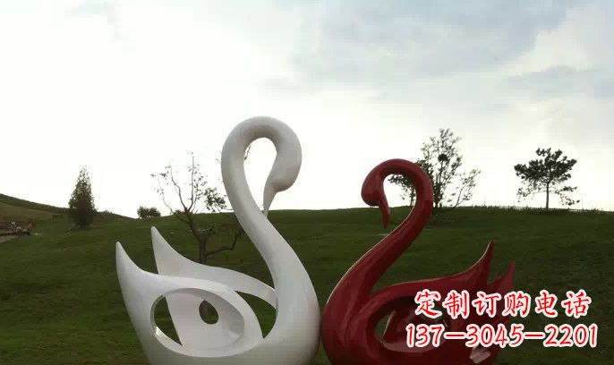 威海园林不锈钢抽象天鹅雕塑