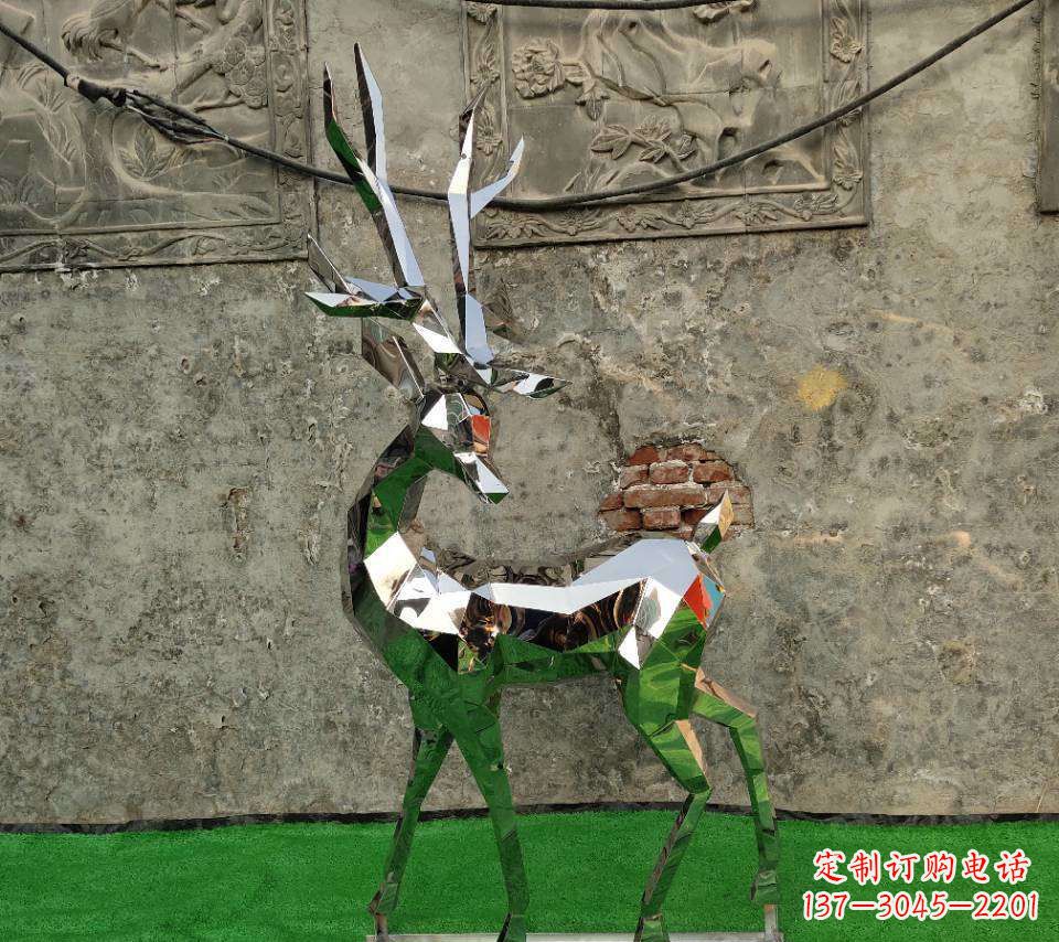 威海园林不锈钢抽象小鹿雕塑