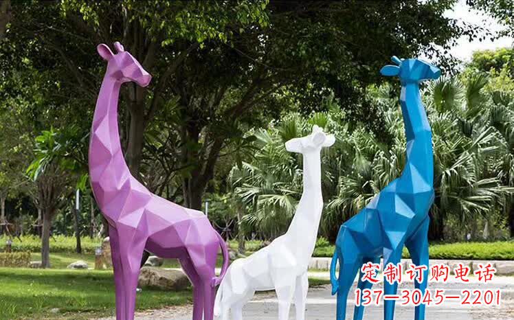 威海园林不锈钢动物长颈鹿雕塑