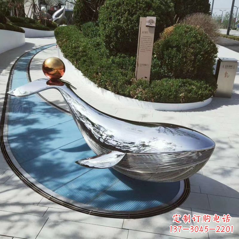 威海园林不锈钢海豚景观摆件