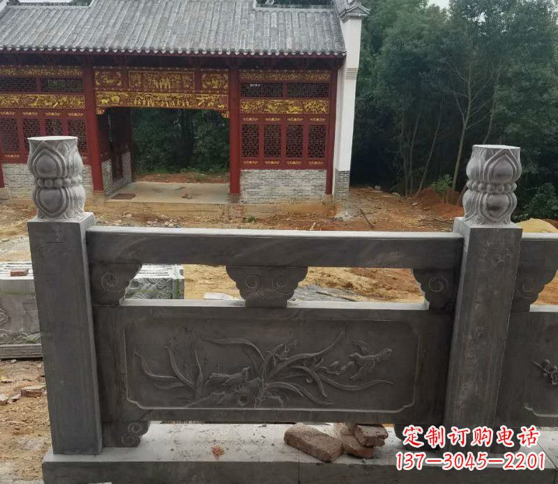 威海园林仿古兰花石浮雕栏板景观石雕