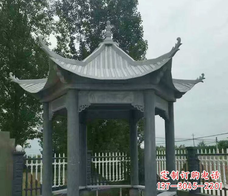 威海园林仿古石凉亭景观石雕 (2)