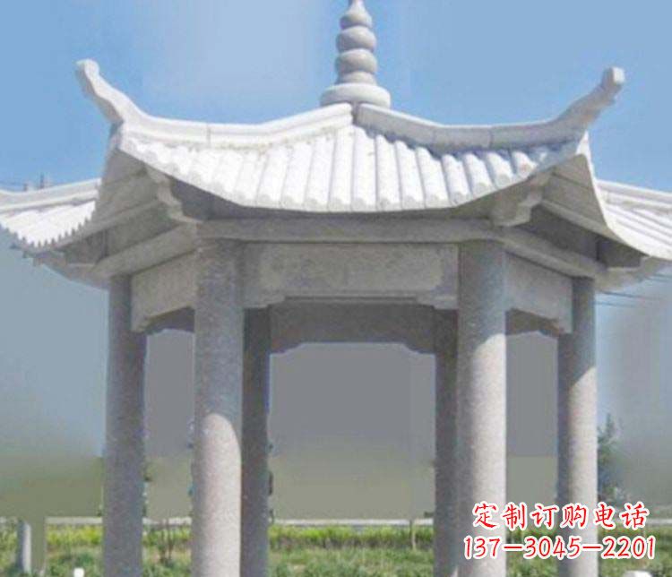 威海园林仿古石凉亭景观石雕