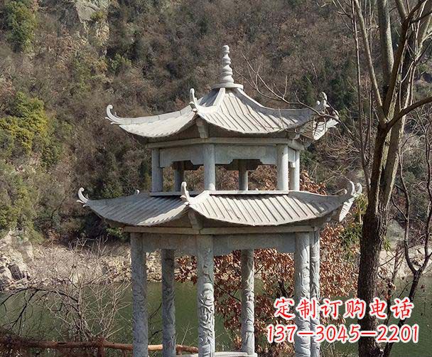 威海园林仿古双层石雕凉亭