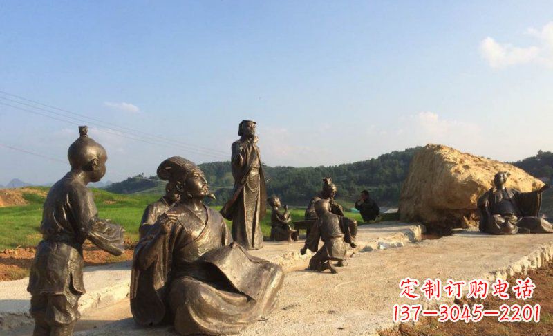 威海园林古代人物和玩耍的小孩小品铜雕