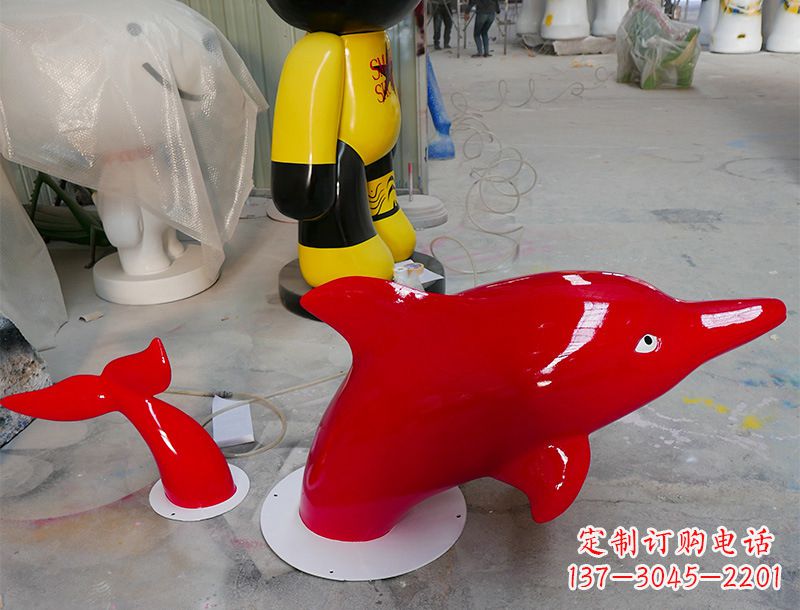 威海园林广场创意海豚入水出水雕塑摆件