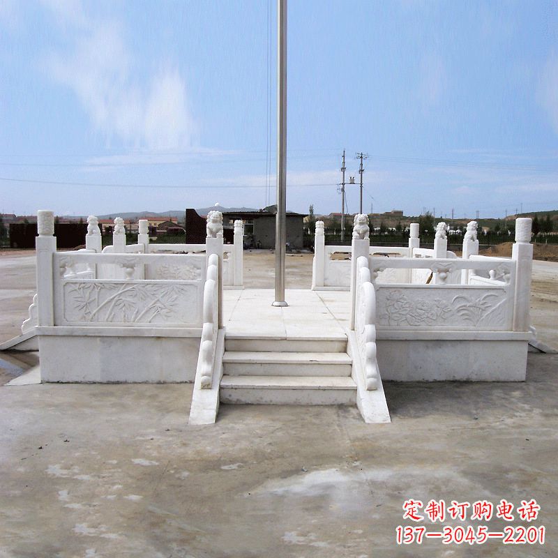 威海园林广场升旗台汉白玉石雕国旗台