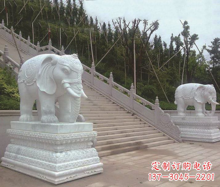 威海园林汉白玉大象景观石雕