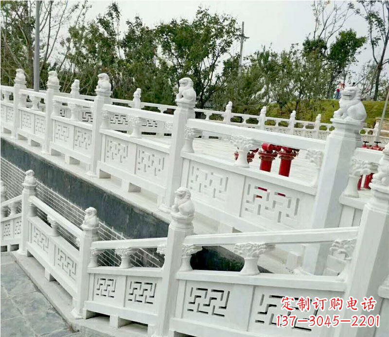 威海园林汉白玉栏板景观石雕 (2)