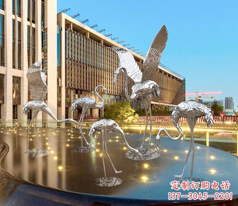 威海园林火烈鸟不锈钢雕塑