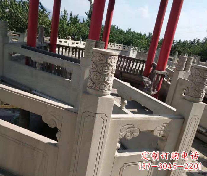 威海园林景观大理石桥栏板石雕 (3)
