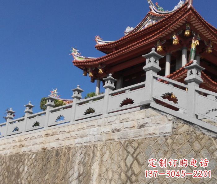 威海园林景观大理石镂空莲花石栏板
