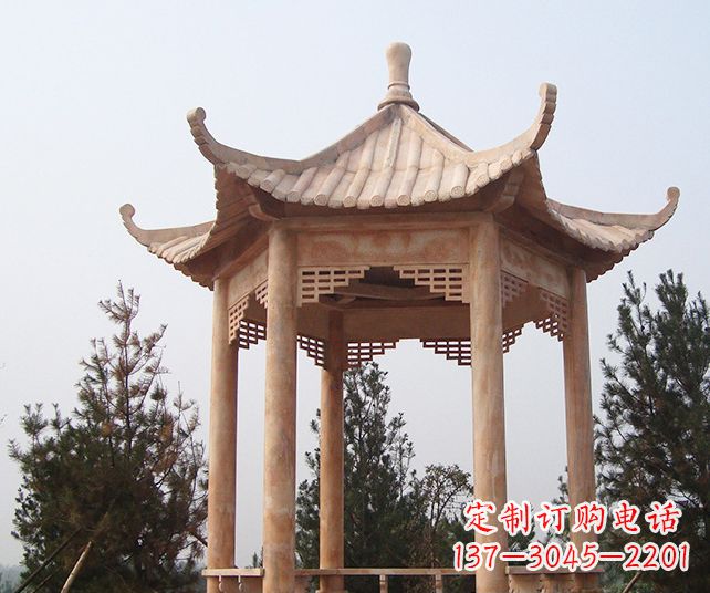 威海园林景观单层石雕凉亭 (3)