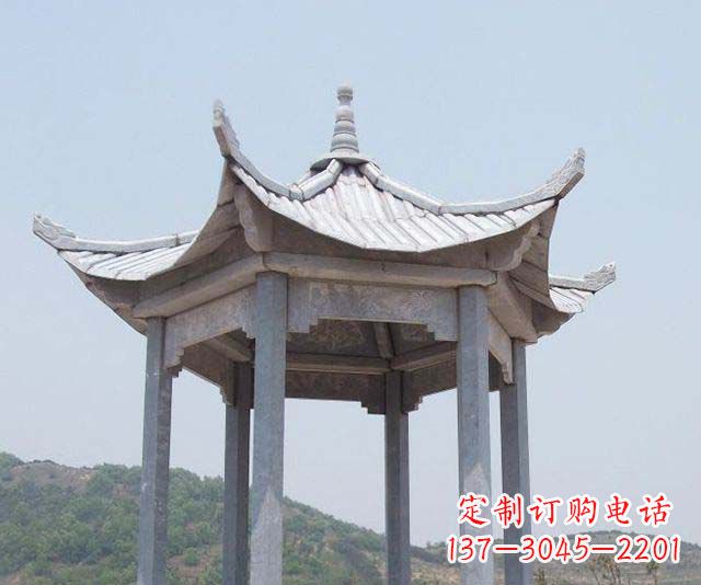 威海园林景观单层石雕凉亭 (2)