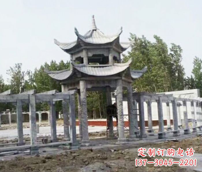 威海园林景观多层凉亭石雕 (2)