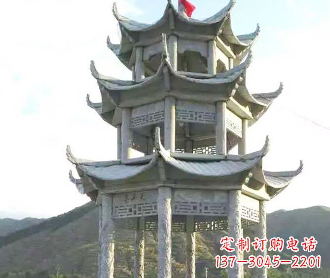威海园林景观多层凉亭石雕 (3)