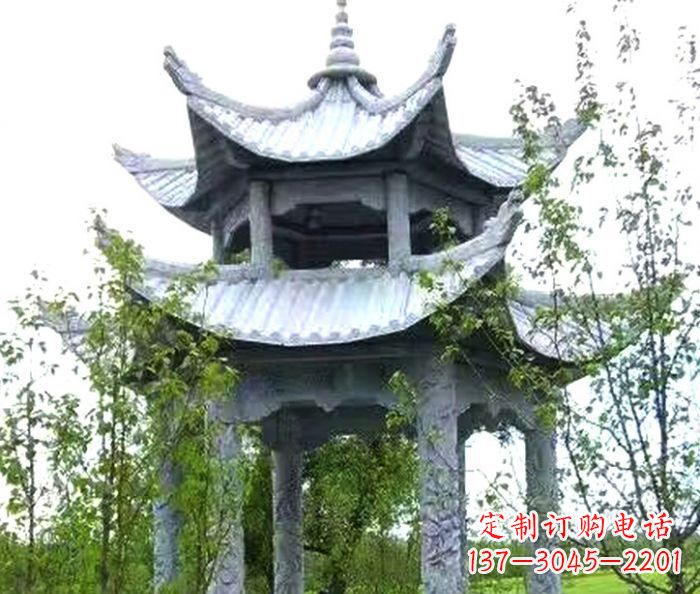 威海园林景观仿古六角石凉亭