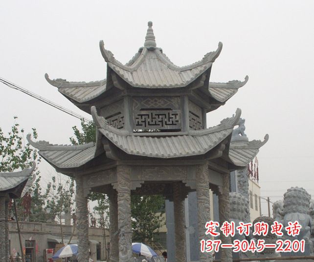 威海园林景观仿古石雕凉亭 (2)