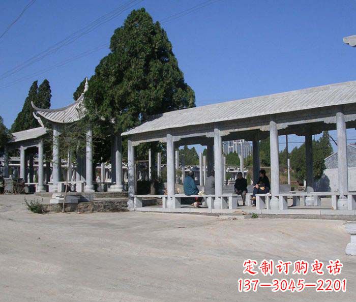 威海园林景观仿古石雕长廊凉亭 (2)
