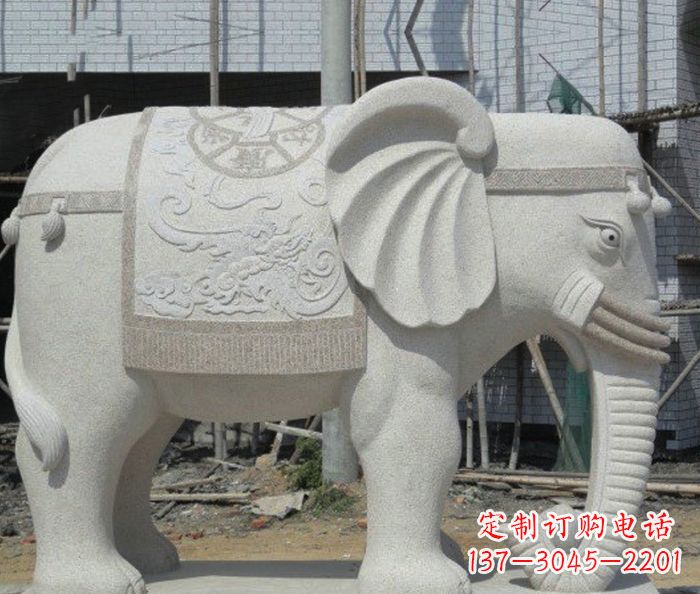 威海园林景观驮宝大象石雕 (2)