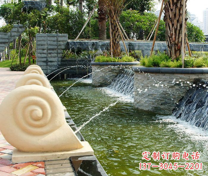 威海园林景观蜗牛喷泉石雕