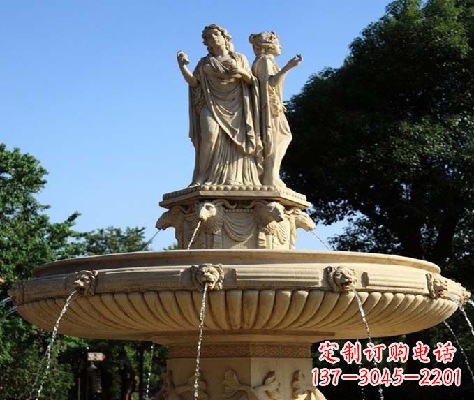 威海园林景观西方人物喷泉石雕