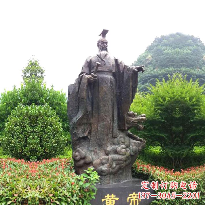 威海园林景区纯铜黄帝铸铜雕像